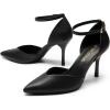 DREAM PAIRS Women’s High Heels Strappy Closed Toe Stiletto Ankle Strap Pointed Toe D’Orsay Heel Dress Wedding Party Pumps Shoes(Black/Pu)