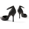 DREAM PAIRS Women’s High Heels Strappy Closed Toe Stiletto Ankle Strap Pointed Toe D’Orsay Heel Dress Wedding Party Pumps Shoes(Black/Pu)