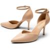 DREAM PAIRS Women’s High Heels Strappy Closed Toe Stiletto Ankle Strap Pointed Toe D’Orsay Heel Dress Wedding Party Pumps Shoes(Nude-pu)