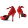 DREAM PAIRS Women’s High Heels Strappy Closed Toe Stiletto Ankle Strap Pointed Toe D’Orsay Heel Dress Wedding Party Pumps Shoes(Red)
