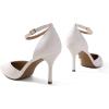 DREAM PAIRS Women’s High Heels Strappy Closed Toe Stiletto Ankle Strap Pointed Toe D’Orsay Heel Dress Wedding Party Pumps Shoes(White/Pu)