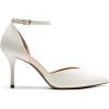 DREAM PAIRS Women’s High Heels Strappy Closed Toe Stiletto Ankle Strap Pointed Toe D’Orsay Heel Dress Wedding Party Pumps Shoes(White/Pu)