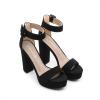 DREAM PAIRS Women’s Hi-lo Heeled Sandal(Black/Nubuck)