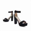 DREAM PAIRS Women’s Hi-lo Heeled Sandal(Black/Nubuck)