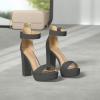 DREAM PAIRS Women’s Hi-lo Heeled Sandal(Black/Nubuck)