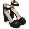 DREAM PAIRS Women’s Hi-lo Heeled Sandal(Black/Suede)