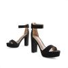 DREAM PAIRS Women’s Hi-lo Heeled Sandal(Black/Suede)