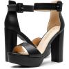 DREAM PAIRS Women’s Hi-lo Heeled Sandal(Black-pu)