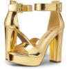 DREAM PAIRS Women’s Hi-lo Heeled Sandal(Gold-pat)