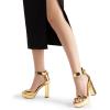 DREAM PAIRS Women’s Hi-lo Heeled Sandal(Gold-pat)