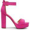 DREAM PAIRS Women’s Hi-lo Heeled Sandal(Hot Pink-suede)