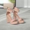 DREAM PAIRS Women’s Hi-lo Heeled Sandal(Nude/Suede)