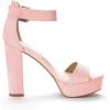 DREAM PAIRS Women’s Hi-lo Heeled Sandal(Pink/Suede)