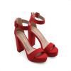 DREAM PAIRS Women’s Hi-lo Heeled Sandal(Red/Suede)