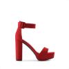 DREAM PAIRS Women’s Hi-lo Heeled Sandal(Red/Suede)
