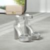 DREAM PAIRS Women’s Hi-lo Heeled Sandal(Silver/Glitter)