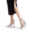 DREAM PAIRS Women’s Hi-lo Heeled Sandal(Silver-pat)