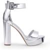 DREAM PAIRS Women’s Hi-lo Heeled Sandal(Silver-pat)