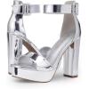 DREAM PAIRS Women’s Hi-lo Heeled Sandal(Silver-pat)