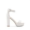 DREAM PAIRS Women’s Hi-lo Heeled Sandal(White/Pu)