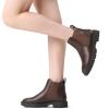 DREAM PAIRS Women’s Low Heel Chelsea Ankle Boots Fashion Slip On Elastic Fall Booties Shoes(Brown/Pu)