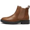 DREAM PAIRS Women’s Low Heel Chelsea Ankle Boots Fashion Slip On Elastic Fall Booties Shoes(Brownish/Yellow/Pu)