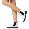 DREAM PAIRS Women’s Low Heel Chelsea Ankle Boots Fashion Slip On Elastic Fall Booties Shoes(White/Black)