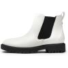 DREAM PAIRS Women’s Low Heel Chelsea Ankle Boots Fashion Slip On Elastic Fall Booties Shoes(White/Black)