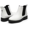 DREAM PAIRS Women’s Low Heel Chelsea Ankle Boots Fashion Slip On Elastic Fall Booties Shoes(White/Black)