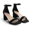 DREAM PAIRS Womens Low-Chunk Low Heel Pump Sandal(Black/Nubuck)