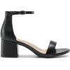 DREAM PAIRS Womens Low-Chunk Low Heel Pump Sandal(Black/Pu)