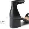 DREAM PAIRS Womens Low-Chunk Low Heel Pump Sandal(Black/Pu)
