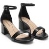 DREAM PAIRS Womens Low-Chunk Low Heel Pump Sandal(Black/Pu)