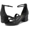 DREAM PAIRS Womens Low-Chunk Low Heel Pump Sandal(Black/Rhinestone)