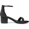 DREAM PAIRS Womens Low-Chunk Low Heel Pump Sandal(Black/Rhinestone)