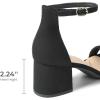 DREAM PAIRS Womens Low-Chunk Low Heel Pump Sandal(Black-suede)