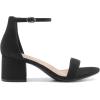 DREAM PAIRS Womens Low-Chunk Low Heel Pump Sandal(Black-suede)