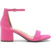 DREAM PAIRS Womens Low-Chunk Low Heel Pump Sandal(Fuchsia/Suede)