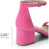 DREAM PAIRS Womens Low-Chunk Low Heel Pump Sandal(Fuchsia/Suede)