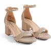 DREAM PAIRS Womens Low-Chunk Low Heel Pump Sandal(Gold/Glitter)