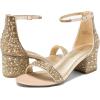 DREAM PAIRS Womens Low-Chunk Low Heel Pump Sandal(Gold/Rhinestone)