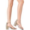 DREAM PAIRS Womens Low-Chunk Low Heel Pump Sandal(Gold/Rhinestone)