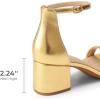 DREAM PAIRS Womens Low-Chunk Low Heel Pump Sandal(Gold-metallic)