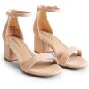 DREAM PAIRS Womens Low-Chunk Low Heel Pump Sandal(Light Nude-pu)