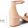 DREAM PAIRS Womens Low-Chunk Low Heel Pump Sandal(Light Nude-pu)