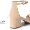 DREAM PAIRS Womens Low-Chunk Low Heel Pump Sandal(Nude/Nubuck)