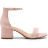 DREAM PAIRS Womens Low-Chunk Low Heel Pump Sandal(Pink/Suede)