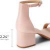 DREAM PAIRS Womens Low-Chunk Low Heel Pump Sandal(Pink/Suede)