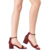 DREAM PAIRS Womens Low-Chunk Low Heel Pump Sandal(Red/Rhinestone)