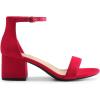 DREAM PAIRS Womens Low-Chunk Low Heel Pump Sandal(Red/Suede)